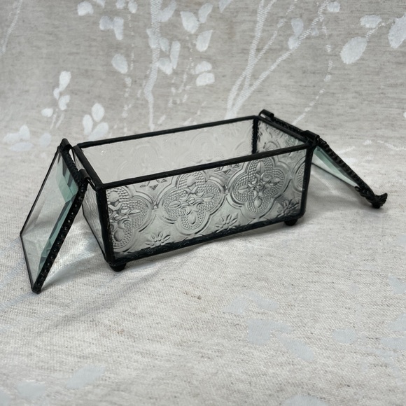 J Devlin iridescent clear glass jewelry trinket box - Picture 7 of 8